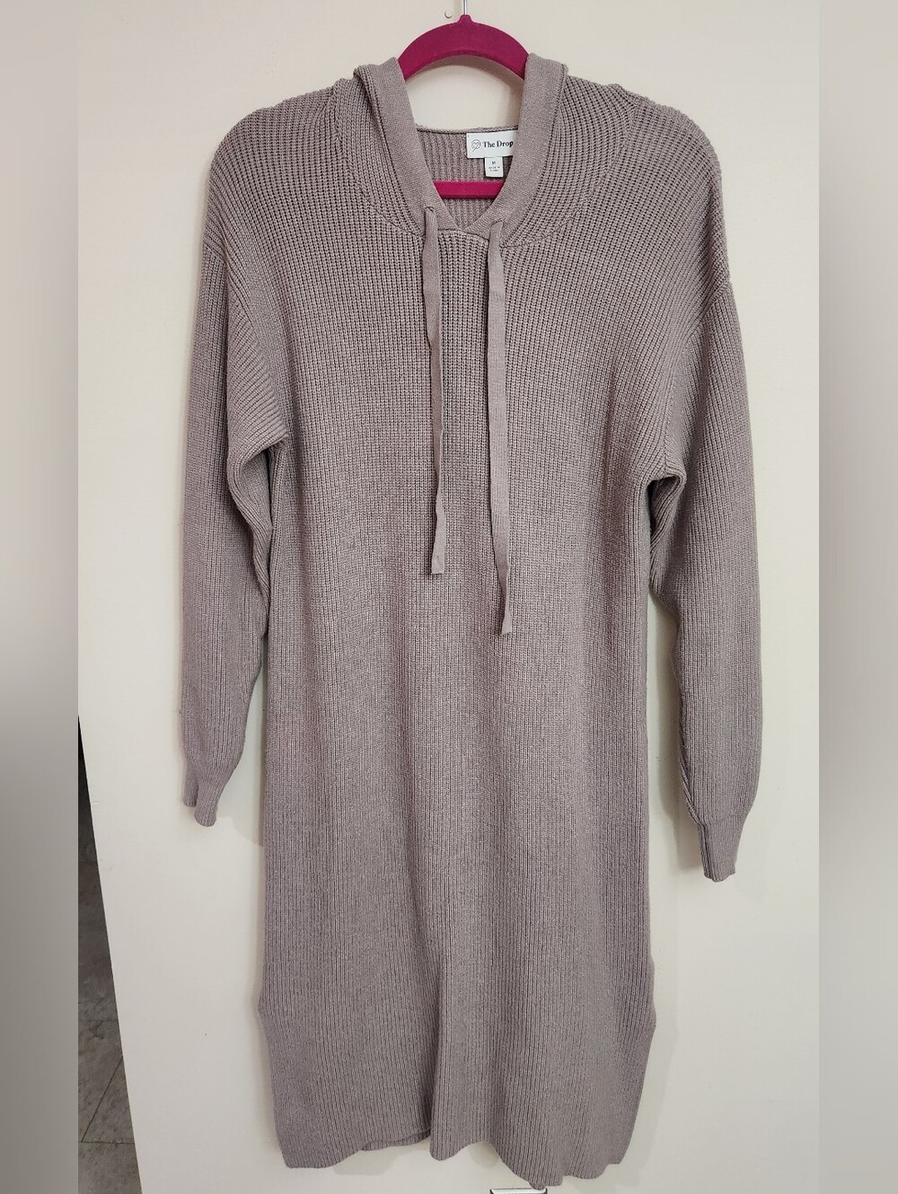 Taupe Knit Hoodie Sweater Dress